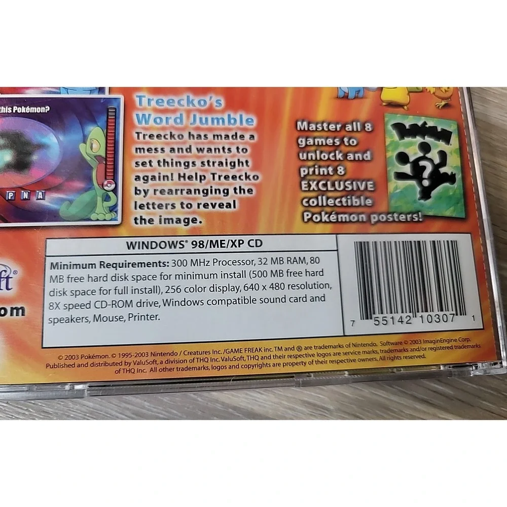 Pokemon Masters Arena PC CD-ROM Game 2003 ValuSoft THQ Nintendo Win98/Me/2000/XP